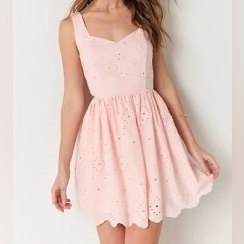 Audrey Parks by Francesca’s Coquette Eyelet Babydoll Dress